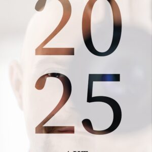 Rozmazaný portrét osoby s velkými číslicemi 2025, dole text AKT a Lukáš Stehlík Photography.